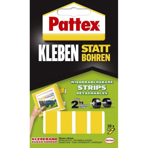 Pattex Montage Klebe-Strips, wieder ablösbar, gelb