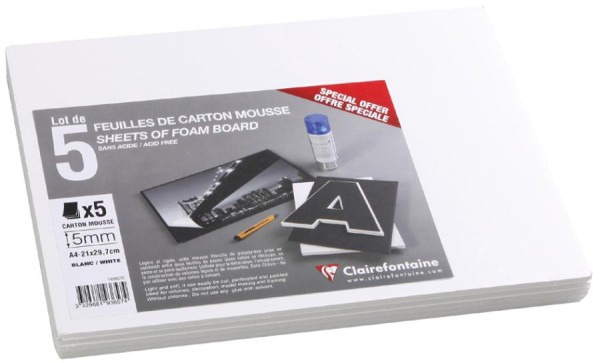 Clairefontaine Foam Board, 297 x 420 mm (A3), 5 mm, weiß