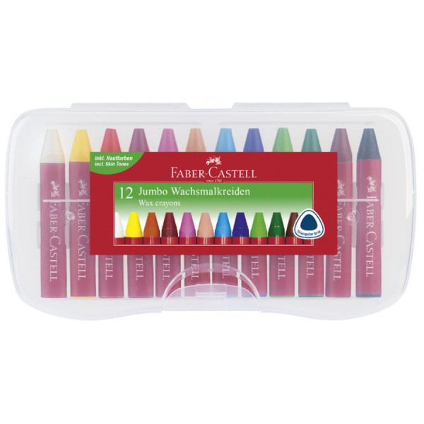 FABER-CASTELL Dreikant-Wachsmalkreide Jumbo, 24er Etui