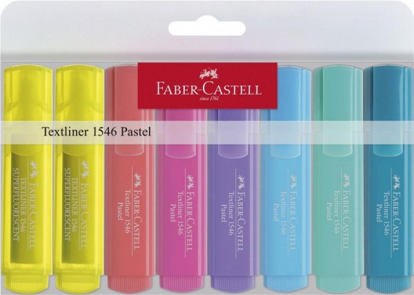 FABER-CASTELL Textmarker TEXTLINER 1546 PASTELL, 8er Etui