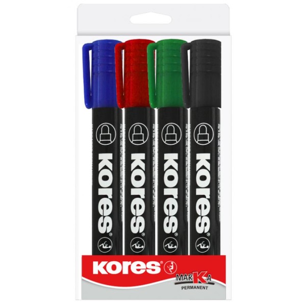 Kores Permanent-Marker ´K MARKER´, Rundspitze, 4er Etui