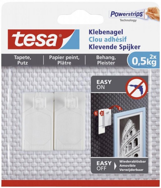 tesa Powerstrips Klebenagel für Tapeten und Putz, 0,5 kg