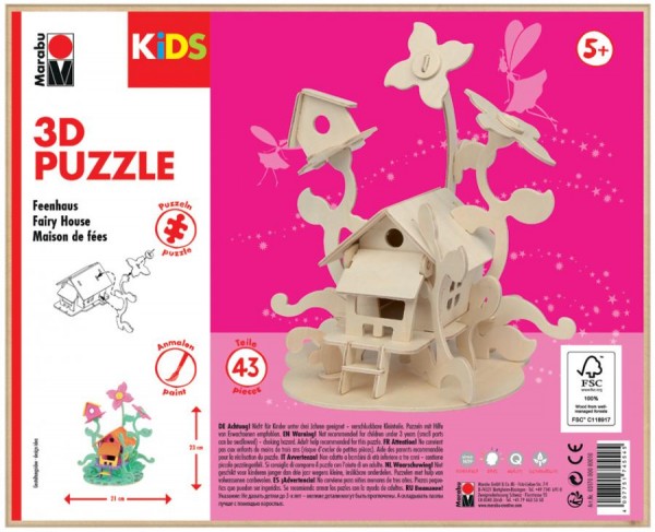 Marabu KiDS 3D Puzzle ´Feenhaus´, 43 Teile