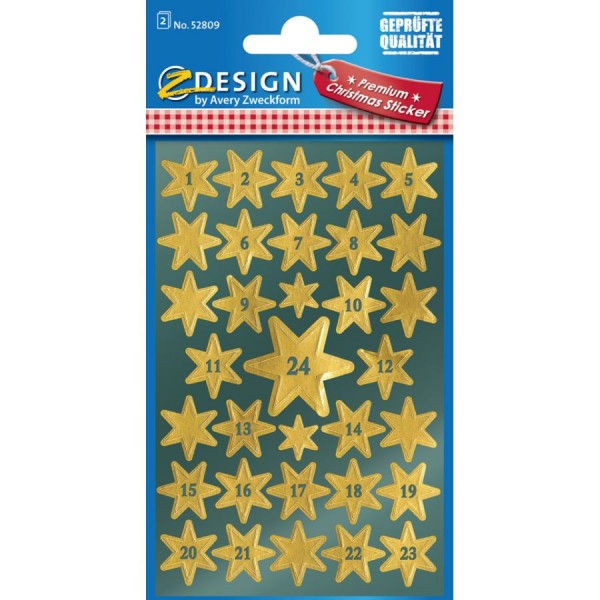AVERY Zweckform ZDesign Adventskalender-Sticker ´Sterne´