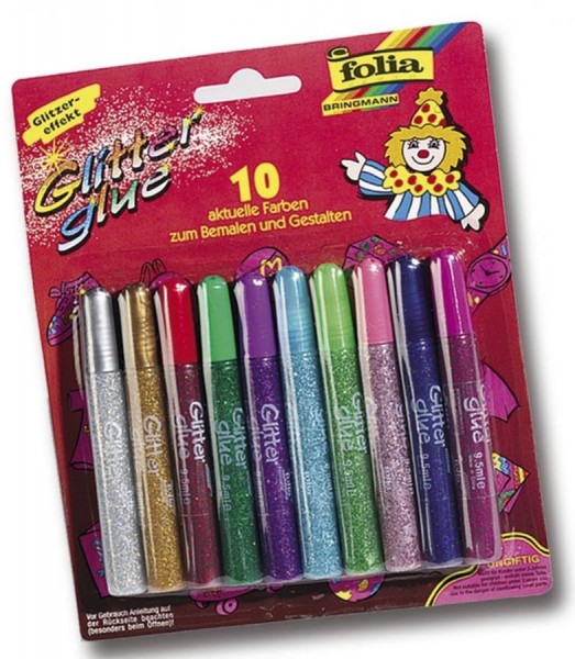 folia Glitzerkleber ´Glitterglue´, 9,5 ml, farbig sortiert